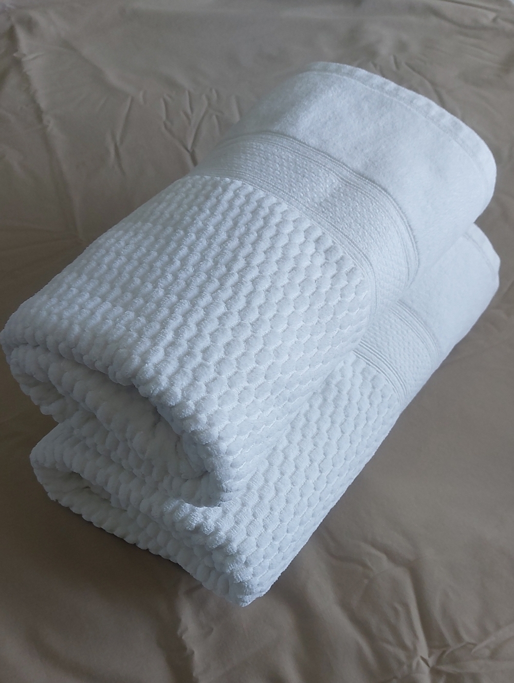 ELEGANT White Luxury Waffle Bath Towel, 100% COTTON